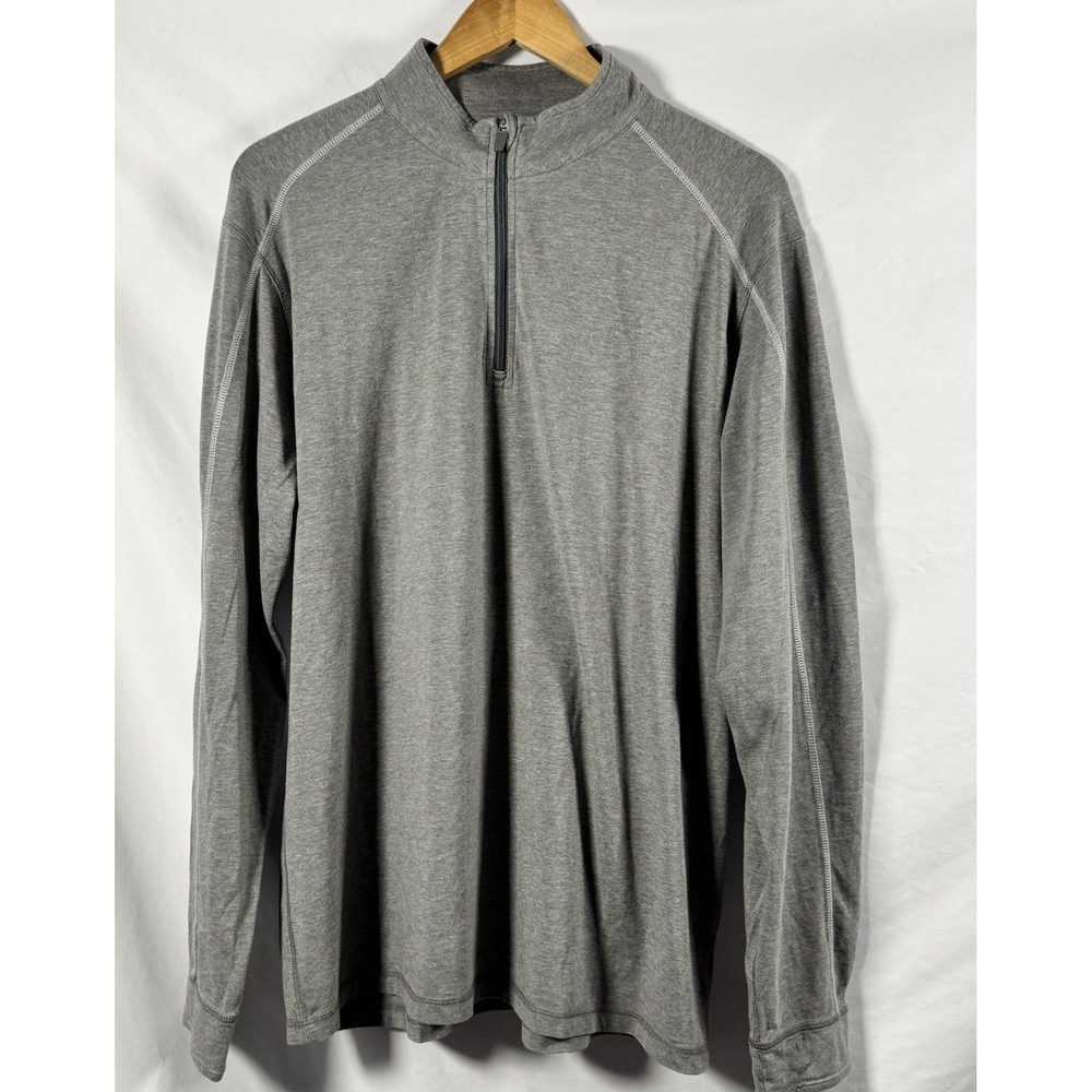 Tasc Performance Tech‎ Quarter Zip Shirt Men's Large Gray Organic Cotton Bamboo